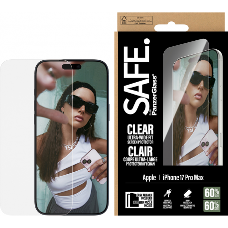 SAFE. by Panzerglass Screen Protector Ultra-Wide Fit - Clear - iPhone 17 Pro Max