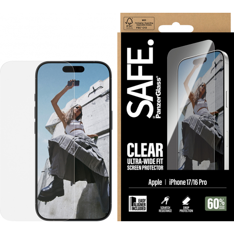 SAFE. by Panzerglass Screen Protector Ultra-Wide Fit - Clear - pour iPhone 17
