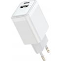 Grab & Go by Sinox - 12W Dual USB-A & USB-C Wall Charger - Blanc