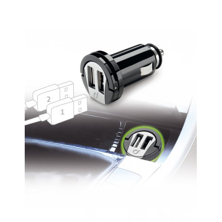 Car charger 2-usb, 12W, multi-brand, black