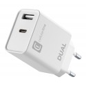 Reislader dual, usb-c 20W PD + usb, wit