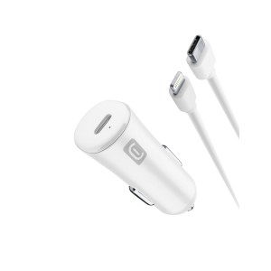 Autolader kit, 20W usb-c naar lightning, wit