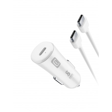 Car charger kit, 25W usb-c to usb-c, super fast charge, white
