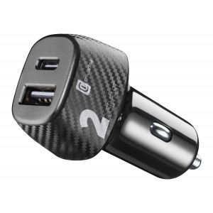 Car charger, multipower 2 fast+, 32W usb-c to usb-a, black