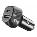 Car charger, multipower 2 fast+, 32W usb-c to usb-a, black
