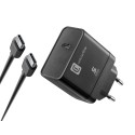 Travel charger kit, 45W usb-c to usb-c Samsung, black