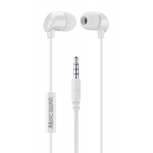 In-ear câblé, casque in-ear avec microphone universelle, blanc