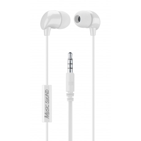 In-ear c&acirc;bl&eacute;, casque in-ear avec microphone universelle, blanc