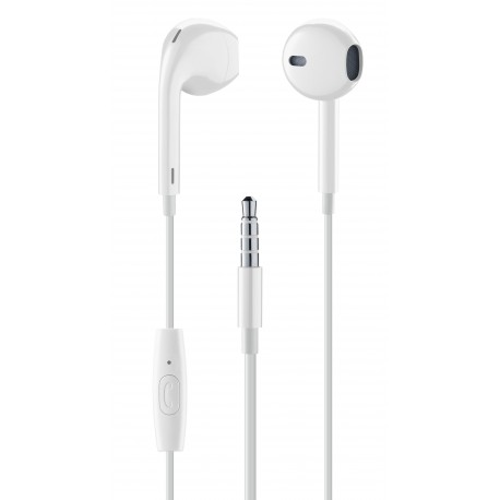 In-ear c&acirc;bl&eacute;, casque in-ear egg-capsule avec microphone, blanc