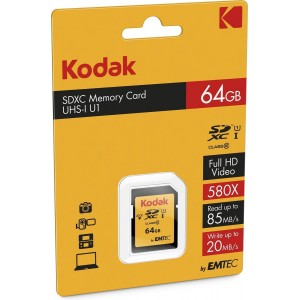 Kodak carte mémoire SD 64GB UHS-I U1 V10 Premium