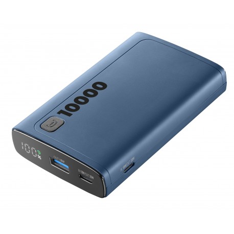 Draagbare lader Elite, 10000mAh, USB-C input 18W, USB-C output 20W PD, USB-A, blauw