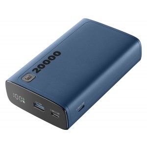 Draagbare lader Elite, 20000mAh, USB-C input 18W, USB-C output 20W PD, USB-A, blauw
