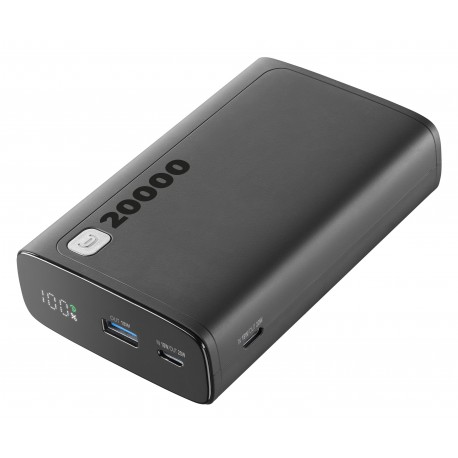 Chargeur portable Elite, 20000mAh, USB-C input 18W, USB-C output 20W PD, USB-A, noir