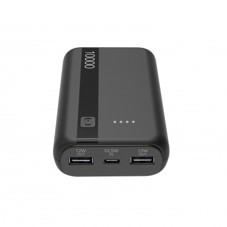 Chargeur portable Entry, 10000mAh, 2x USB-A output 12W, 1x USB-C input, noir