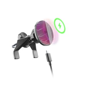 Autohouder Mag Qi2, draadloos opladen 15W MagSafe, vent & dashboard, zwart