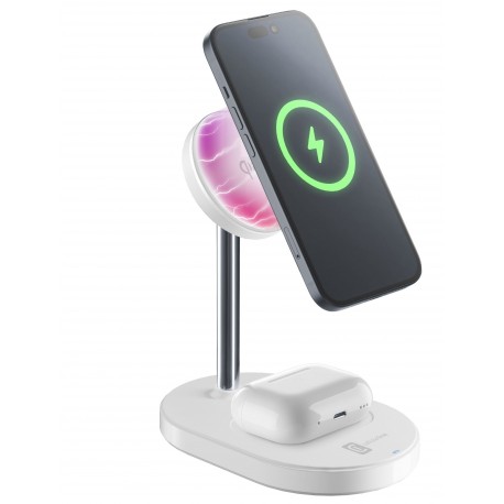 Mag Duo 2-in-1, Station de recharge sans fil Qi2 15W + 5W, blanc