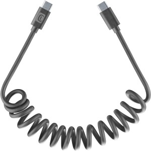 Câble spiralé, USB-C à USB-C, 120 cm, noir