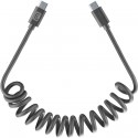Câble spiralé, USB-C à USB-C, 120 cm, noir