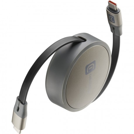 C&acirc;ble r&eacute;tractable USB-C vers USB-C 5A 100W 1m, gris