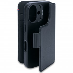 iPhone 16, lederen hoesje wallet afneembaar, donkerblauw