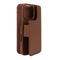 iPhone 16 Pro, housse cuir wallet amovible, brun