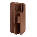 iPhone 16 Pro Max, housse cuir wallet amovible, brun