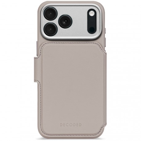 iPhone 17 Pro, Lederen hoesje wallet afneembaar MagSafe, beige