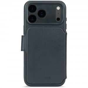 iPhone 17 Pro Max, Housse cuir wallet amovible MagSafe, bleu