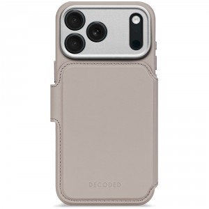 iPhone 17 Pro Max, Lederen hoesje wallet afneembaar MagSafe, beige