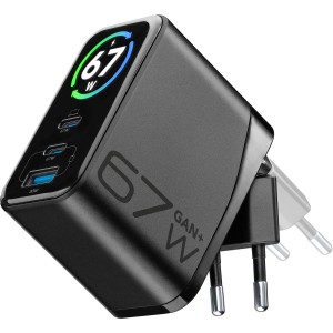 PowerView IQ, chargeur de voyage 67 W, 2x USB-C + 1x USB-A, noir