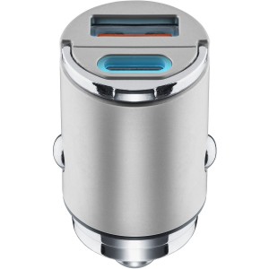 Autolader Micron, USB-A + USB-C 30W, grijs