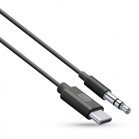 AUX music kabel 100cm, USB-C 3,5mm, zwart