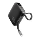 Pocket, powerbank 10000mAh 20W with integrated USB-C cable, black