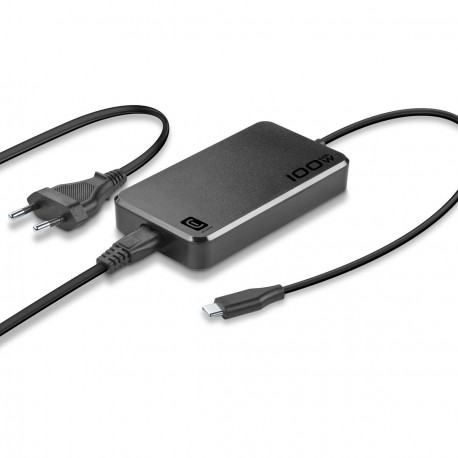 Laptop charger 100W GAN+, 180cm 5A USB-C, black