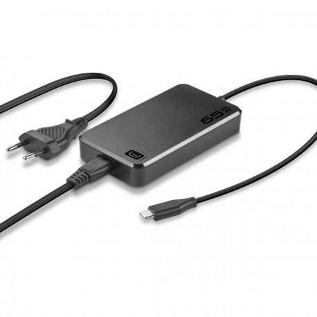 Laptop charger 65W GAN+, 180cm 5A USB-C, black