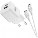 Kit lader IT 30W GAN+Dual + USB-C kabel 200cm, wit