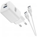 Kit lader IT 65W GAN+Dual + USB-C kabel 200cm, wit